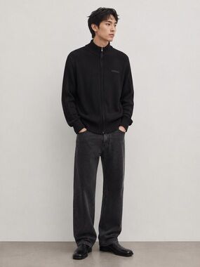 Mexx Black Full-Zip Ribbed Knit Sweater - Size XL
